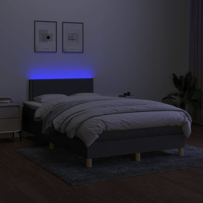 Pat cu arcuri, saltea și LED, gri închis, 120x200 cm, textil - WALTI WALTI