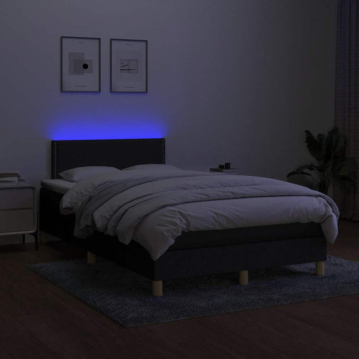 Pat cu arcuri, saltea și LED, negru, 120x200 cm, textil - WALTI WALTI