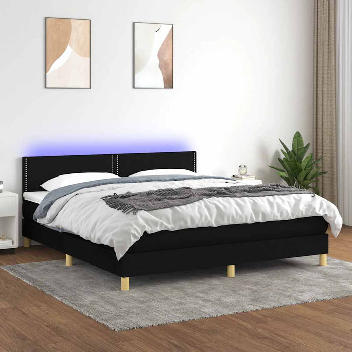 Pat cu arcuri, saltea și LED, negru, 180x200 cm, textil - WALTI WALTI