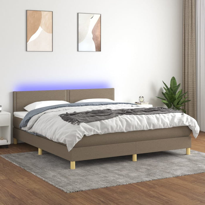 Pat cu arcuri, saltea și LED, gri taupe, 180x200 cm, textil - WALTI WALTI