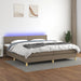 Pat cu arcuri, saltea și LED, gri taupe, 200x200 cm, textil - WALTI WALTI