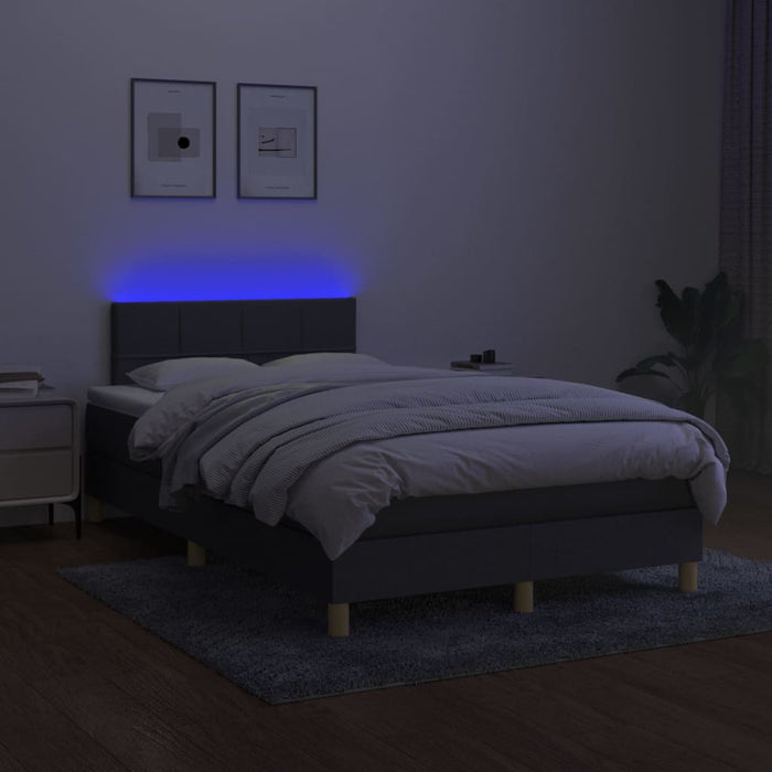 Pat cu arcuri, saltea și LED, gri închis, 120x200 cm, textil - WALTI WALTI