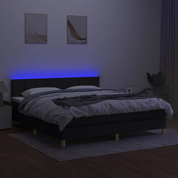 Pat cu arcuri, saltea și LED, negru, 180x200 cm, textil - WALTI WALTI