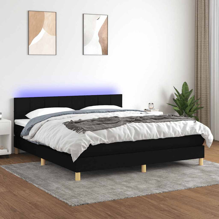 Pat cu arcuri, saltea și LED, negru, 180x200 cm, textil - WALTI WALTI