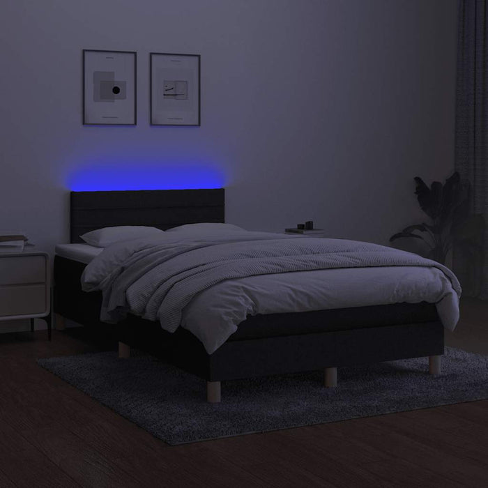Pat cu arcuri, saltea și LED, negru, 120x200 cm, textil - WALTI WALTI