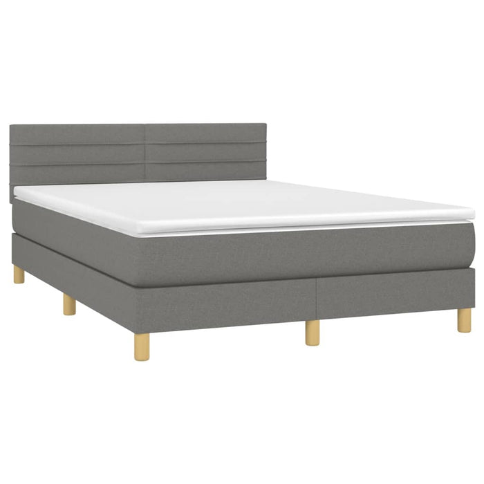Pat cu arcuri, saltea și LED, gri închis, 140x190 cm, textil - WALTI WALTI
