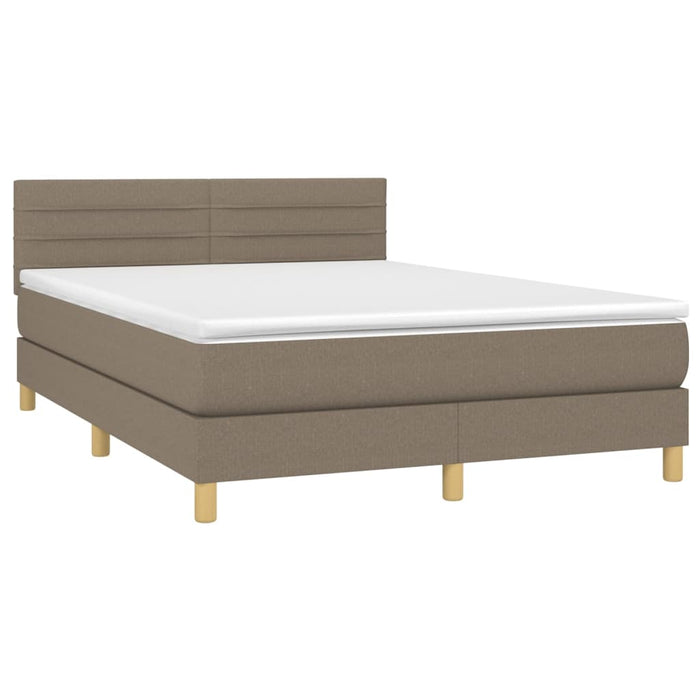 Pat cu arcuri, saltea și LED, gri taupe, 140x200 cm, textil - WALTI WALTI