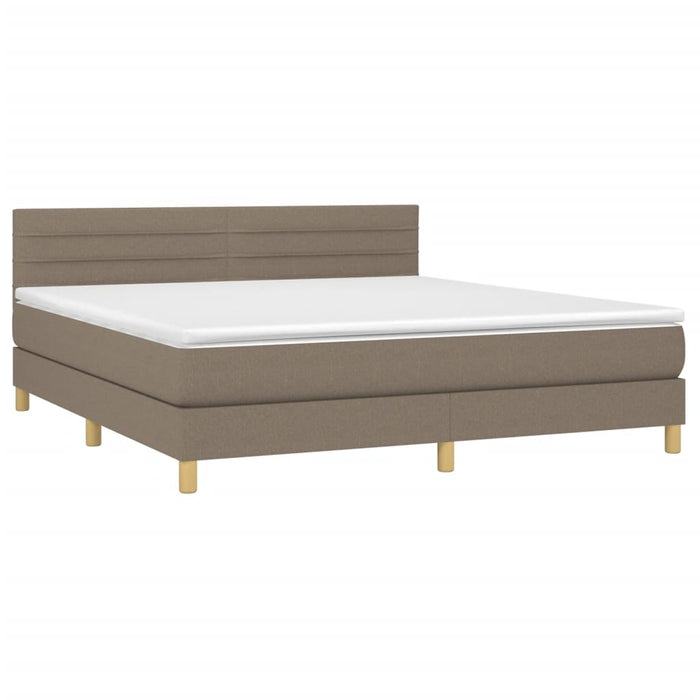 Pat cu arcuri, saltea și LED, gri taupe, 160x200 cm, textil WALTI