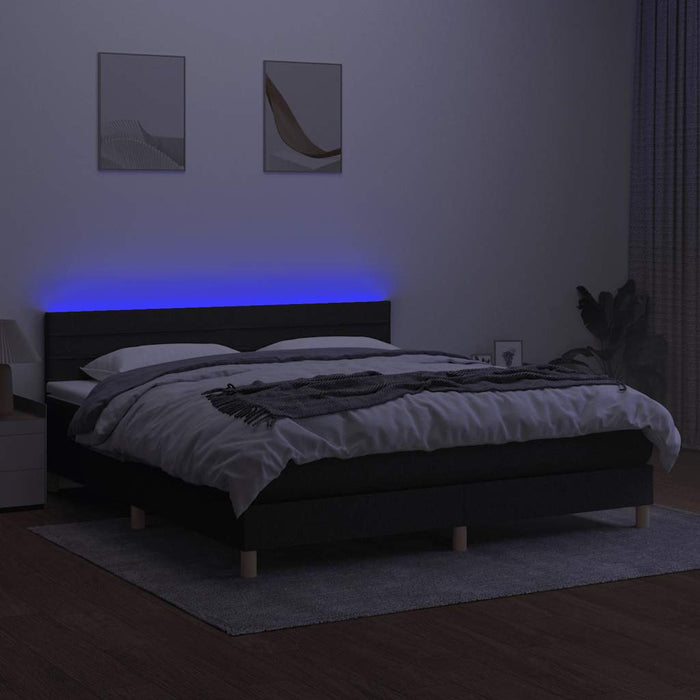 Pat cu arcuri, saltea și LED, negru, 180x200 cm, textil - WALTI WALTI