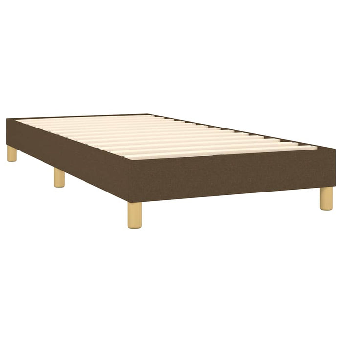 Pat cu arcuri, saltea și LED, maro închis, 90x190 cm, textil WALTI
