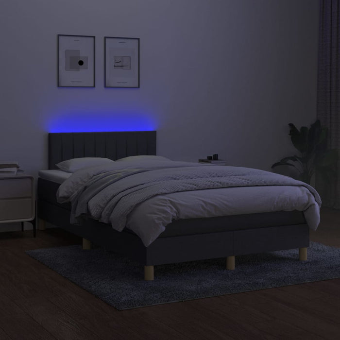 Pat cu arcuri, saltea și LED, gri închis, 120x200 cm, textil - WALTI WALTI