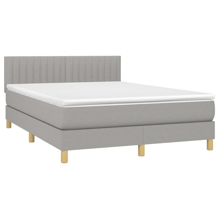 Pat cu arcuri, saltea și LED, gri deschis, 140x190 cm, textil - WALTI WALTI
