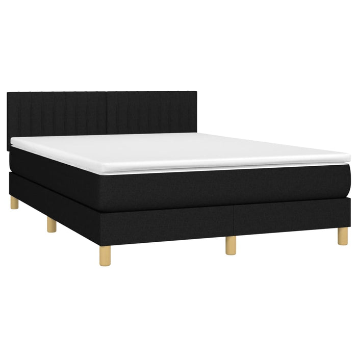 Pat cu arcuri, saltea și LED, negru, 140x190 cm, textil - WALTI WALTI