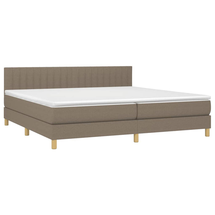 Pat cu arcuri, saltea și LED, gri taupe, 200x200 cm, textil - WALTI WALTI