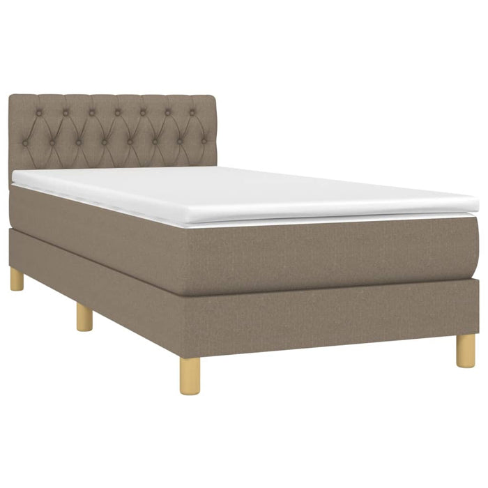 Pat cu arcuri, saltea și LED, gri taupe, 80x200 cm, textil WALTI