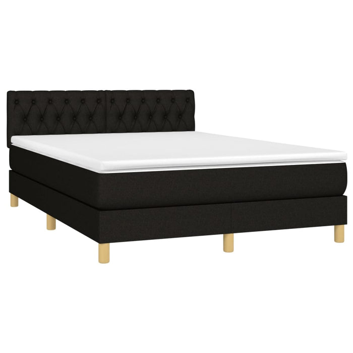 Pat cu arcuri, saltea și LED, negru, 140x190 cm, textil - WALTI WALTI