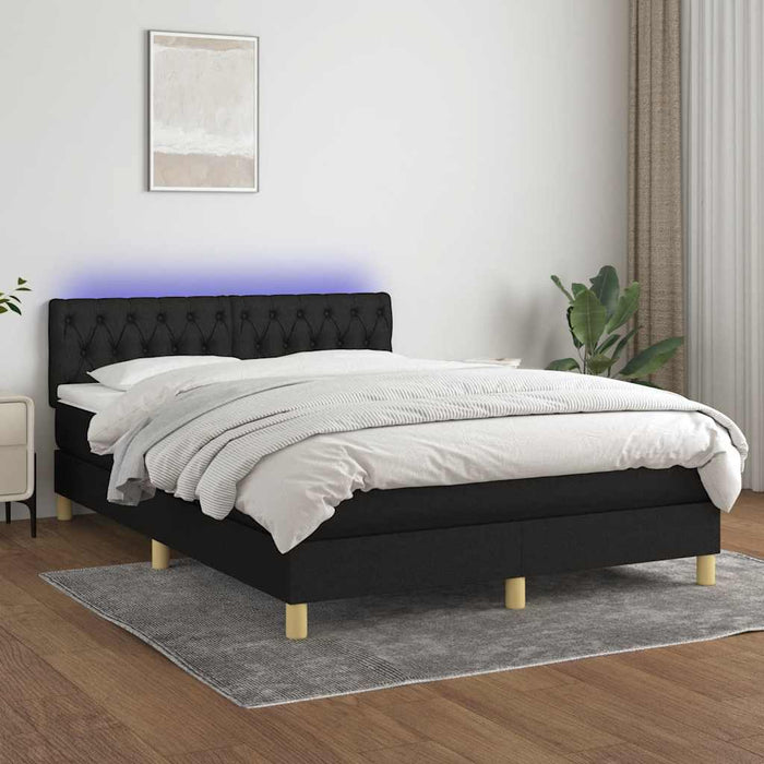 Pat cu arcuri, saltea și LED, negru, 140x200 cm, textil - WALTI WALTI
