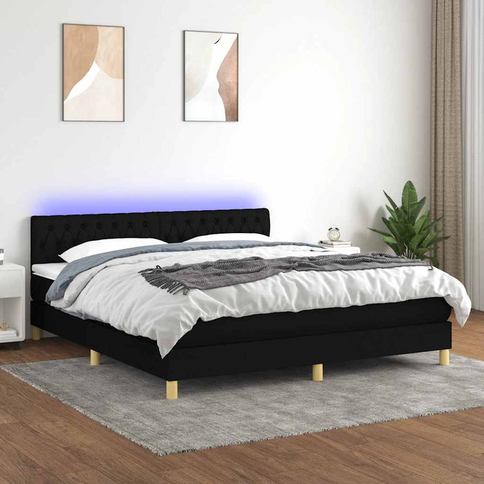 Pat cu arcuri, saltea și LED, negru, 180x200 cm, textil - WALTI WALTI