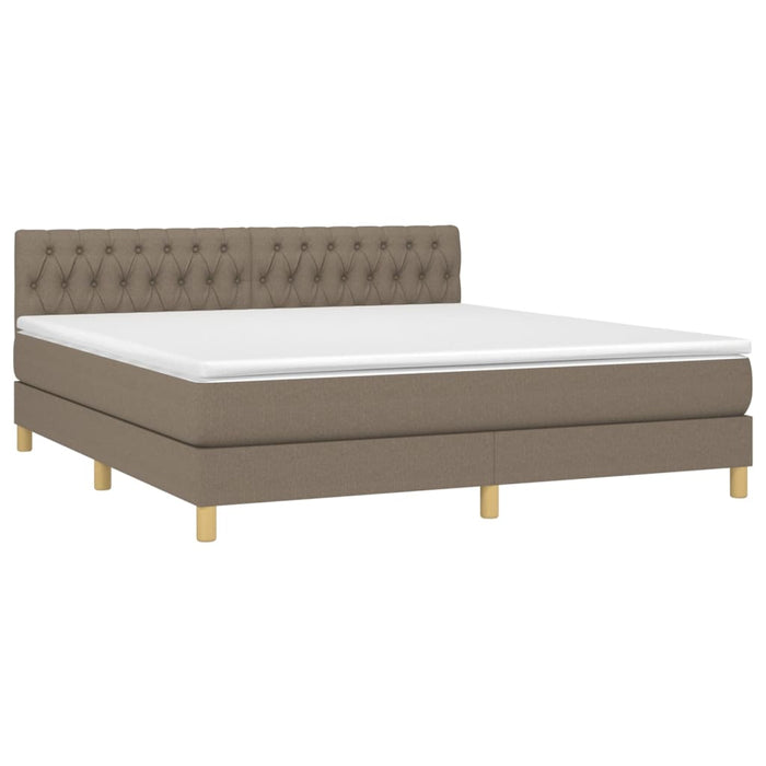 Pat cu arcuri, saltea și LED, gri taupe, 180x200 cm, textil - WALTI WALTI