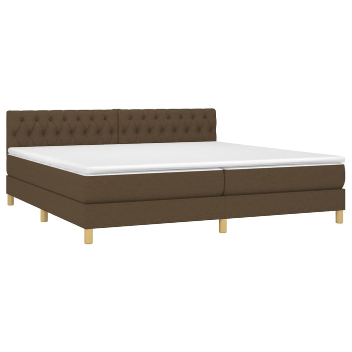 Pat cu arcuri, saltea și LED, maro închis, 200x200 cm, textil - WALTI WALTI