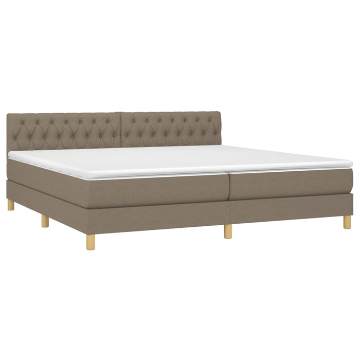 Pat cu arcuri, saltea și LED, gri taupe, 200x200 cm, textil - WALTI WALTI