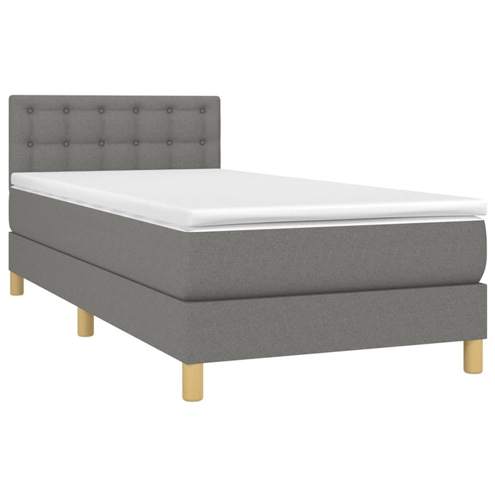 Pat cu arcuri, saltea și LED, gri închis, 90x190 cm, textil - WALTI WALTI
