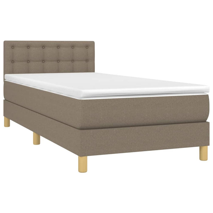 Pat cu arcuri, saltea și LED, gri taupe, 90x190 cm, textil - WALTI WALTI
