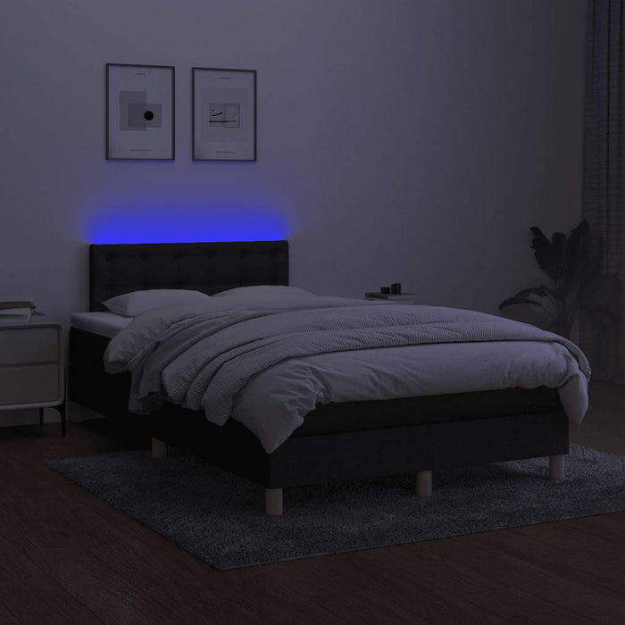 Pat cu arcuri, saltea și LED, negru, 120x200 cm, textil - WALTI WALTI