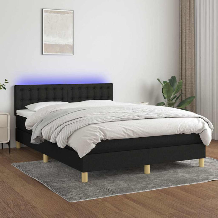 Pat cu arcuri, saltea și LED, negru, 140x200 cm, textil - WALTI WALTI