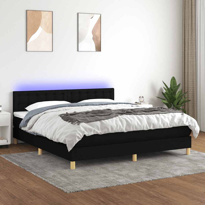 Pat cu arcuri, saltea și LED, negru, 180x200 cm, textil - WALTI WALTI