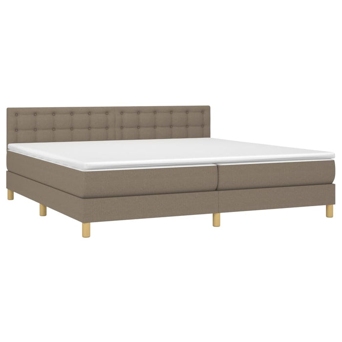 Pat cu arcuri, saltea și LED, gri taupe, 200x200 cm, textil WALTI