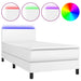 Pat continental cu saltea & LED, alb, 80x200 cm, piele eco - WALTI WALTI