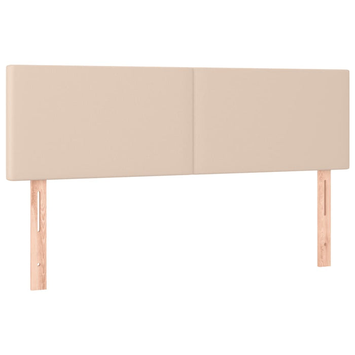 Pat cu arcuri, cu saltea și LED cappuccino 140x190 cm piele eco WALTI