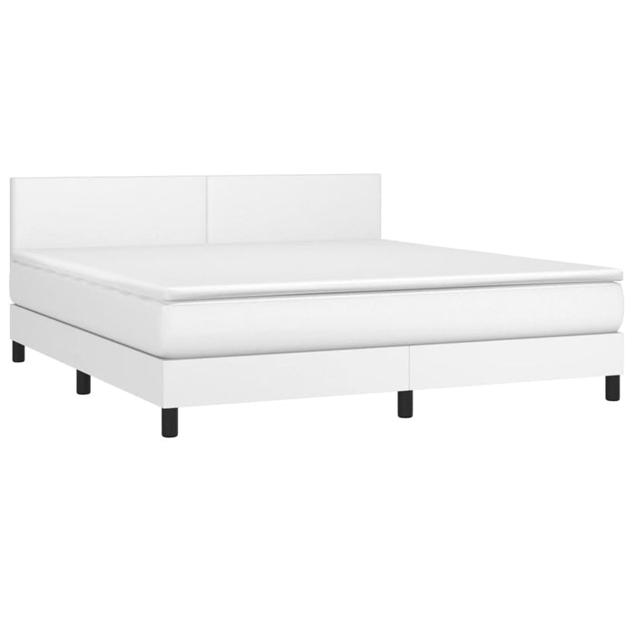 Pat cu arcuri, saltea și LED, alb, 180x200 cm, piele ecologică WALTI