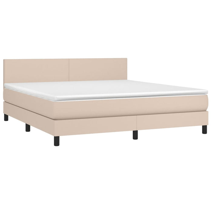 Pat cu arcuri, cu saltea și LED cappuccino 180x200 cm piele eco - WALTI WALTI