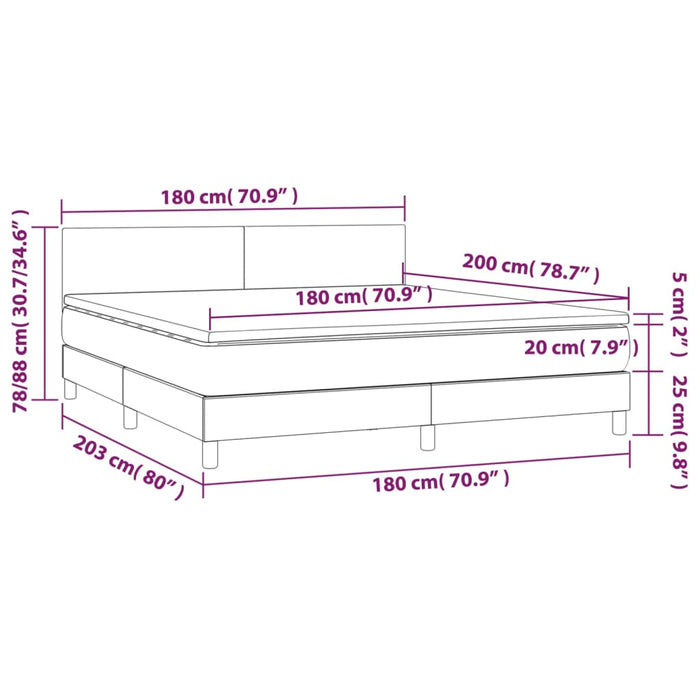 Pat cu arcuri, cu saltea și LED cappuccino 180x200 cm piele eco - WALTI WALTI