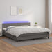 Pat cu arcuri, saltea și LED, gri, 200x200 cm, piele ecologică - WALTI WALTI