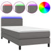 Pat continental cu saltea și LED, gri, 80x200 cm, piele eco - WALTI WALTI