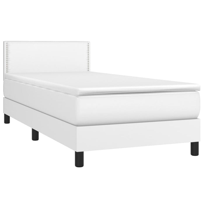 Pat cu arcuri, saltea și LED, alb, 100x200 cm, piele ecologică - WALTI WALTI