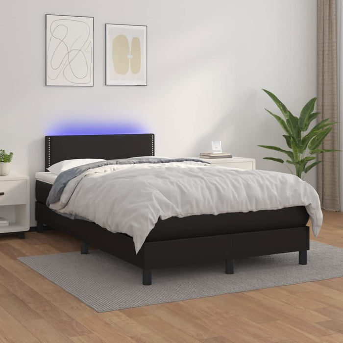 Pat cu arcuri, saltea și LED, negru, 120x200cm, piele ecologică - WALTI WALTI