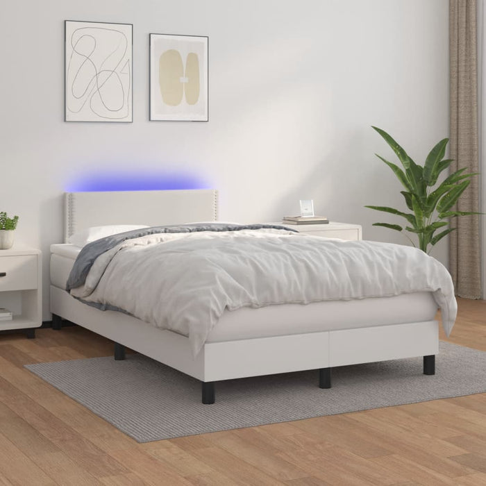 Pat cu arcuri, saltea și LED, alb, 120x200 cm, piele ecologică - WALTI WALTI