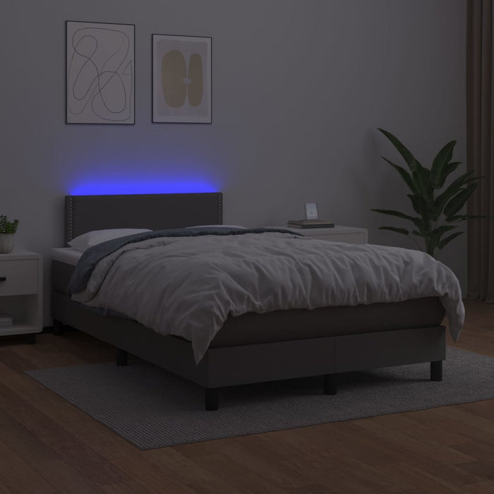 Pat cu arcuri, saltea și LED, gri, 120x200 cm, piele ecologică - WALTI WALTI