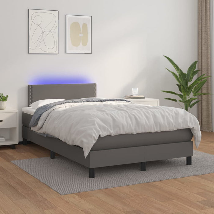 Pat cu arcuri, saltea și LED, gri, 120x200 cm, piele ecologică - WALTI WALTI