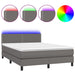 Pat cu arcuri, cu saltea & LED, gri, 140x190 cm, piele eco - WALTI WALTI