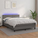 Pat cu arcuri, cu saltea & LED, gri, 140x190 cm, piele eco - WALTI WALTI