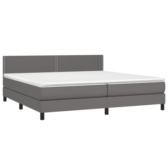Pat cu arcuri, saltea și LED, gri, 200x200 cm, piele ecologică - WALTI WALTI
