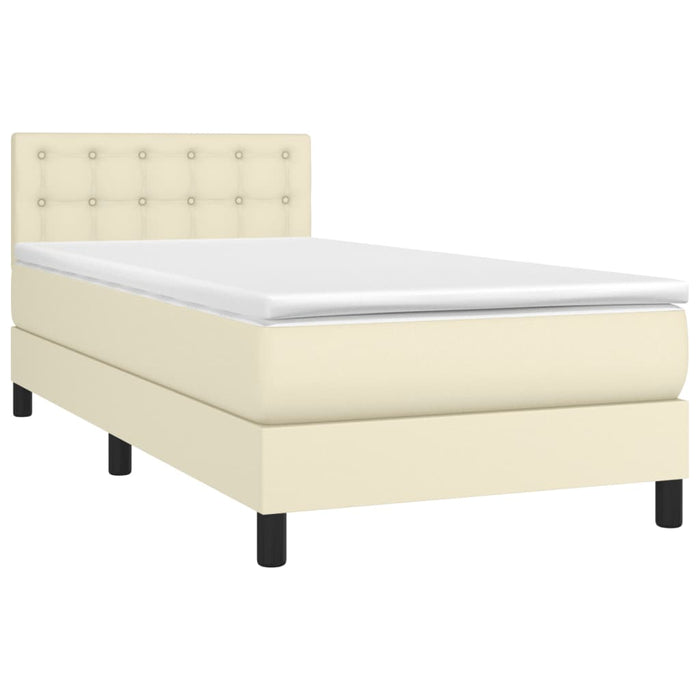 Pat continental cu saltea și LED, crem, 80x200 cm, piele eco WALTI