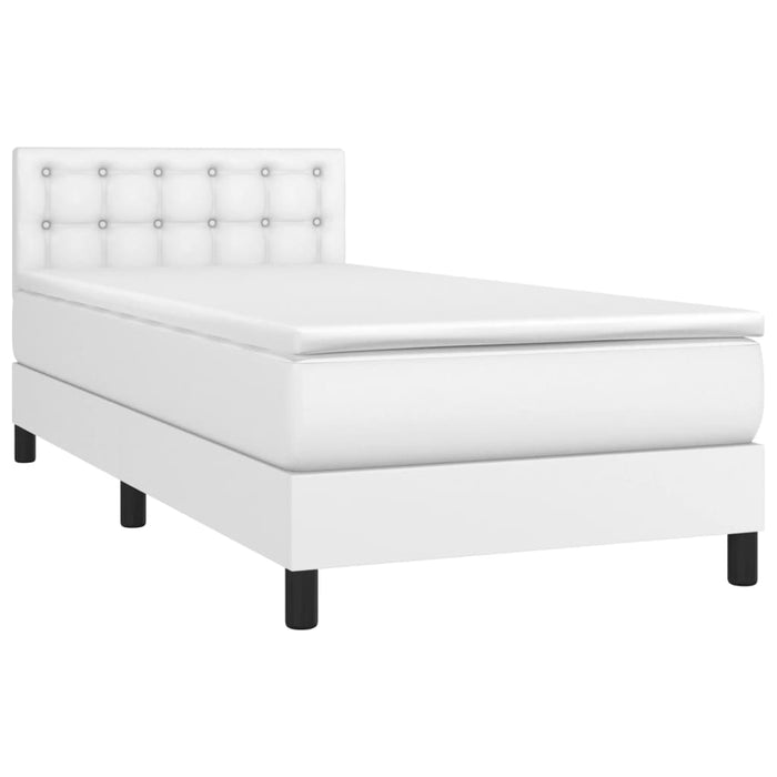 Pat continental cu saltea & LED, alb, 90x200 cm, piele eco - WALTI WALTI