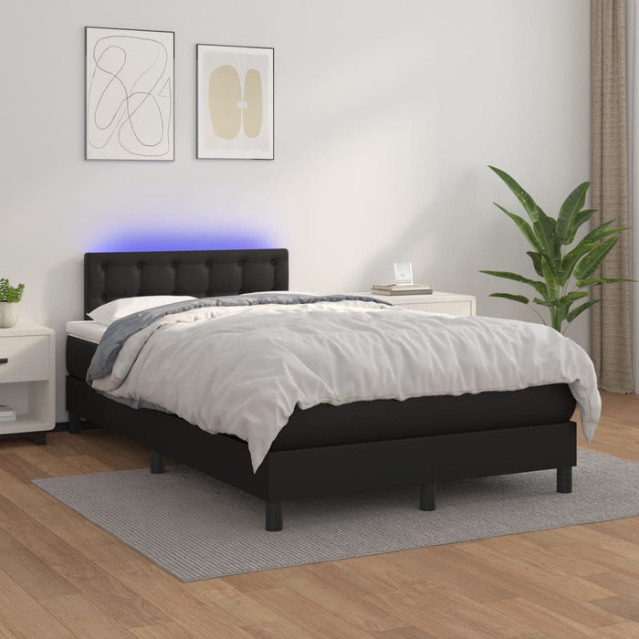 Pat cu arcuri, saltea și LED, negru, 120x200cm, piele ecologică - WALTI WALTI