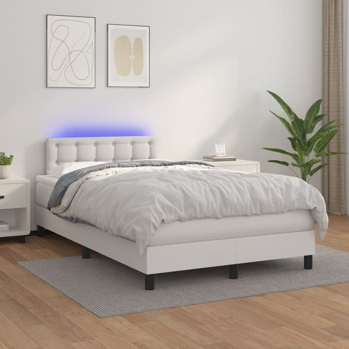 Pat cu arcuri, saltea și LED, alb, 120x200 cm, piele ecologică - WALTI WALTI